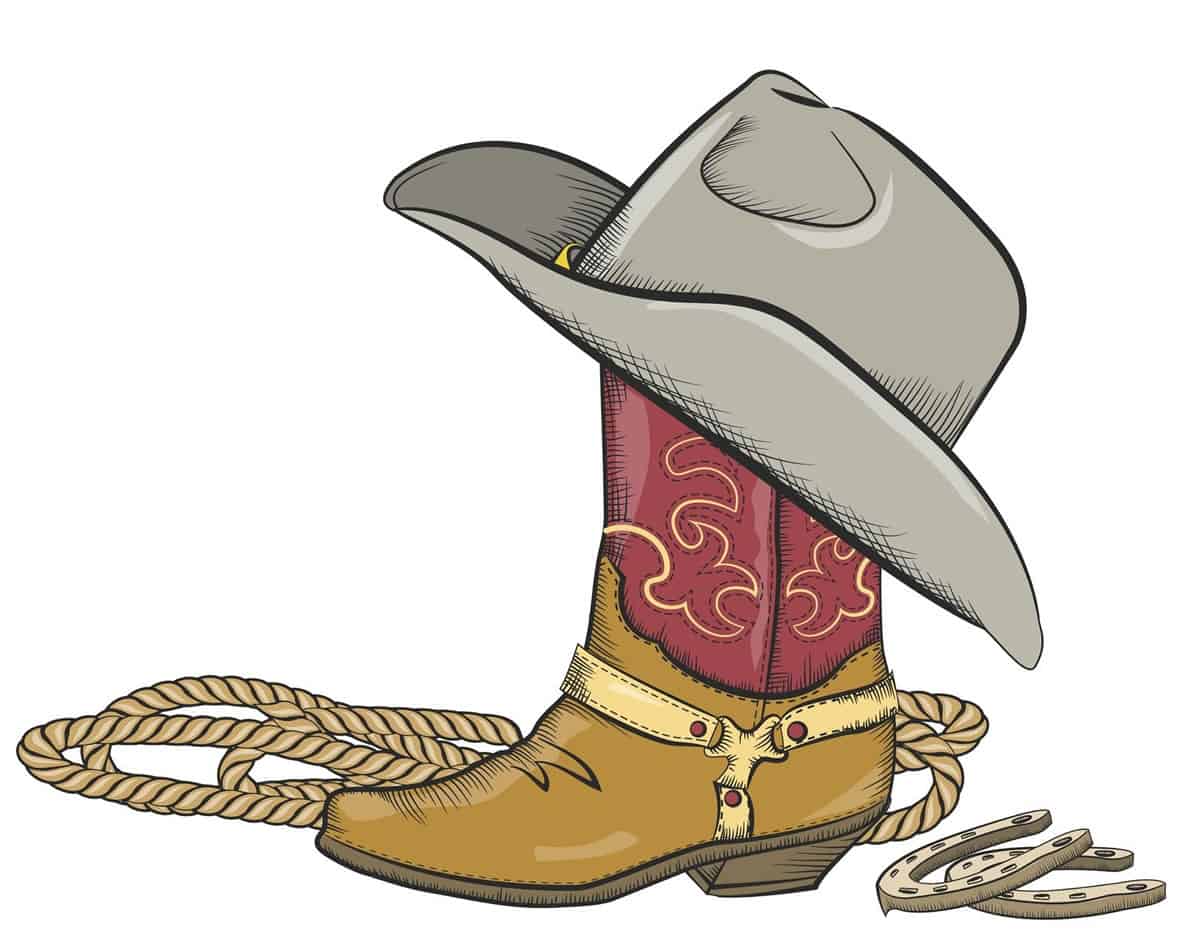 cowboy hat and boot colored 2