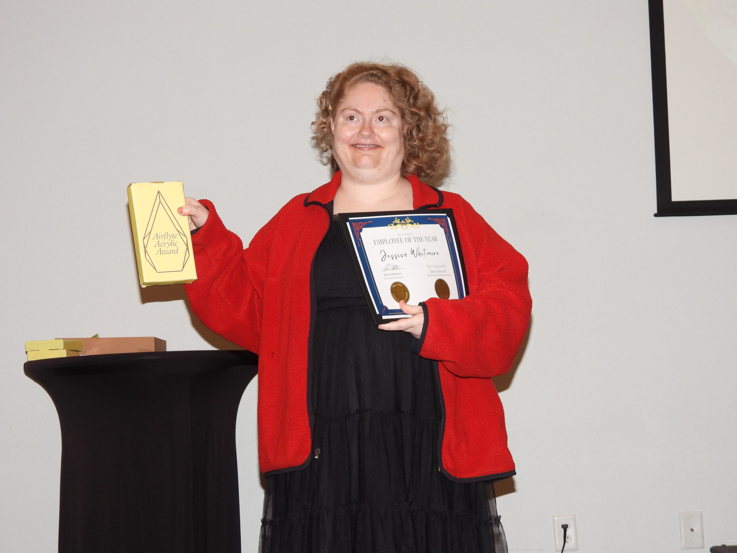 Jessica- Community Based Employee of the Year award Jessicaeoycloseupaward scaled - Winona ORC